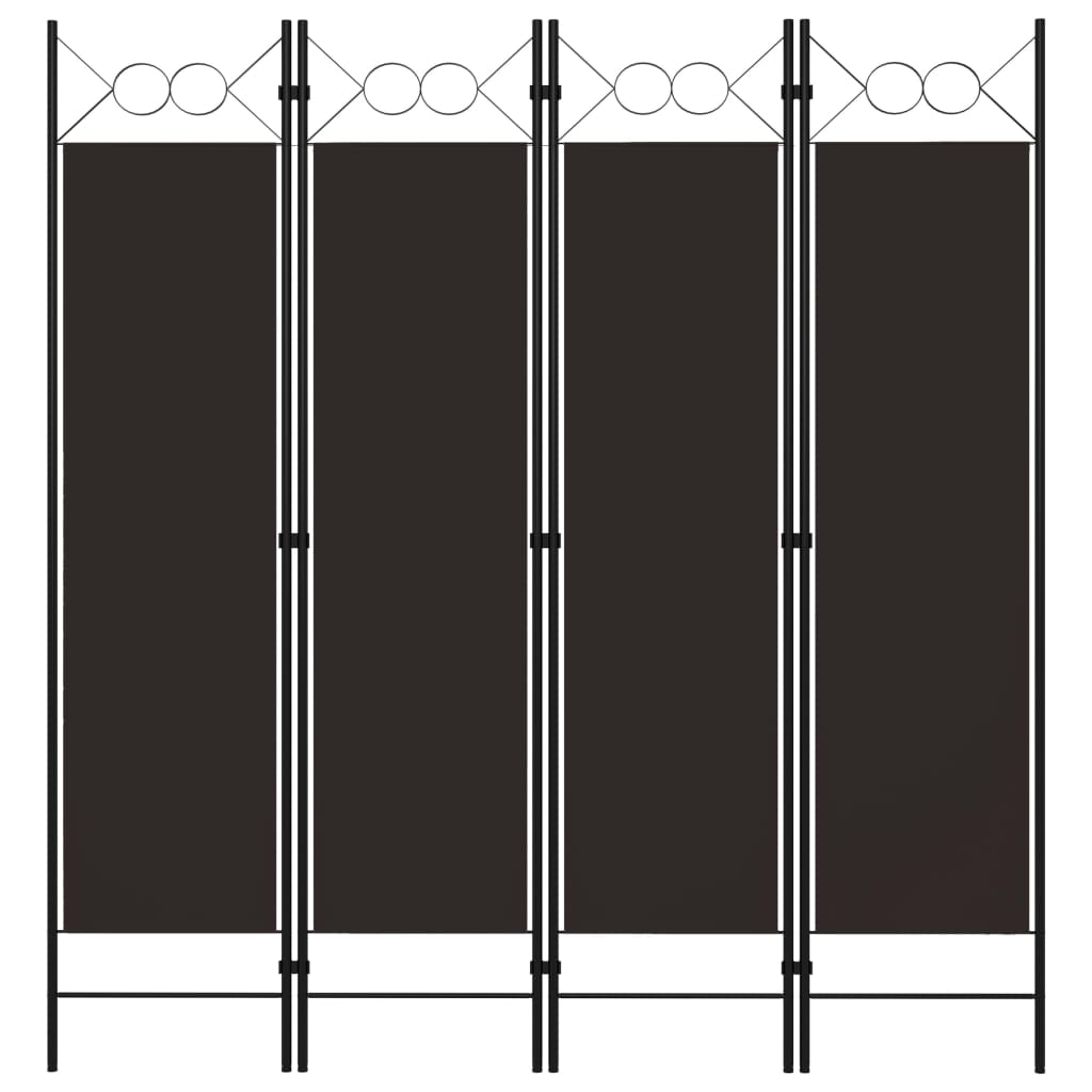 4-tlg. Raumteiler Braun 160 x 180 cm