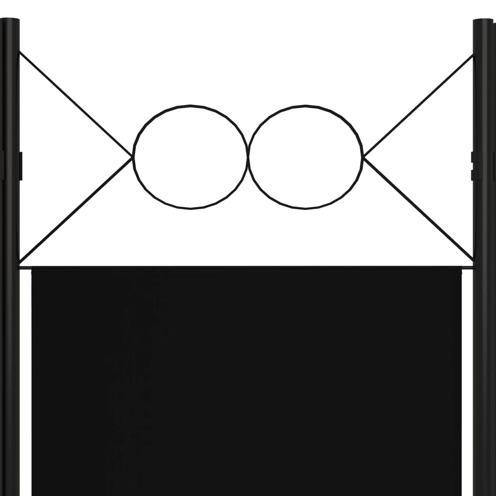 6-tlg. Raumteiler Schwarz 240 x 180 cm