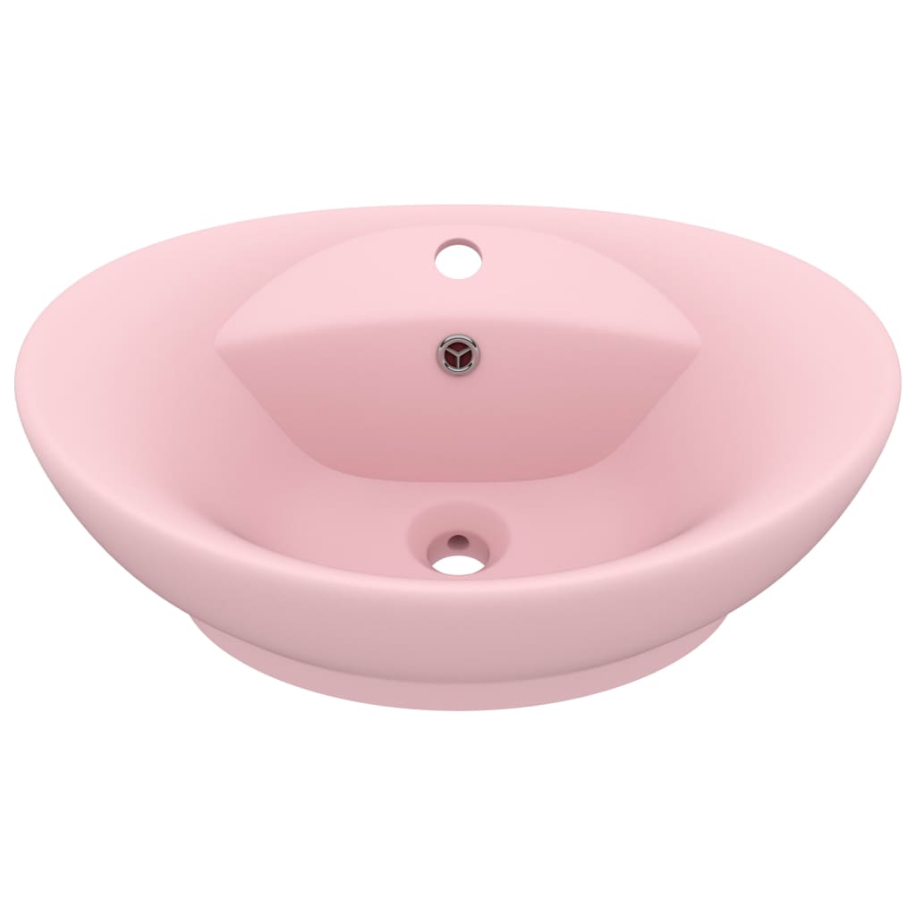 Luxus-Waschbecken Überlauf Oval Matt-Rosa 58,5x39 cm Keramik
