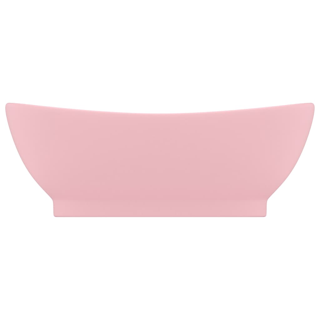 Luxus-Waschbecken Überlauf Oval Matt-Rosa 58,5x39 cm Keramik