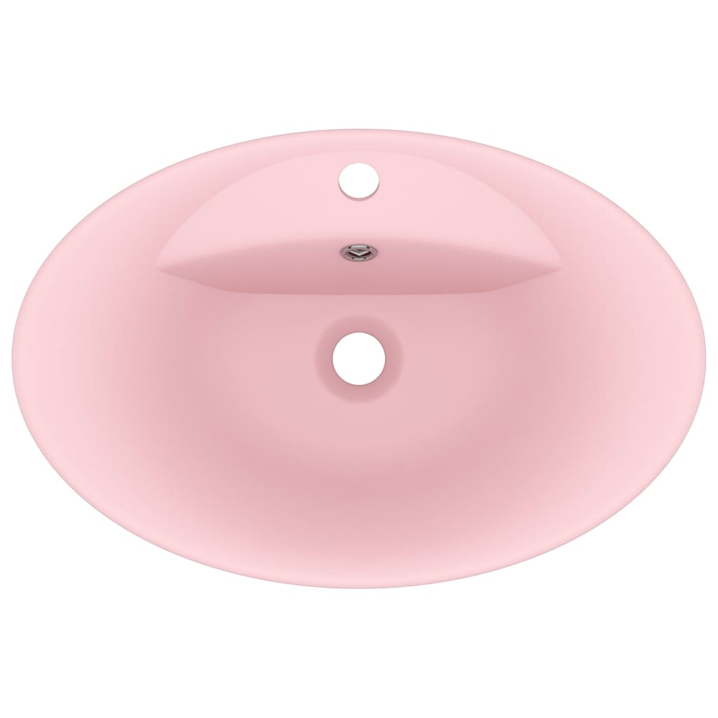 Luxus-Waschbecken Überlauf Oval Matt-Rosa 58,5x39 cm Keramik