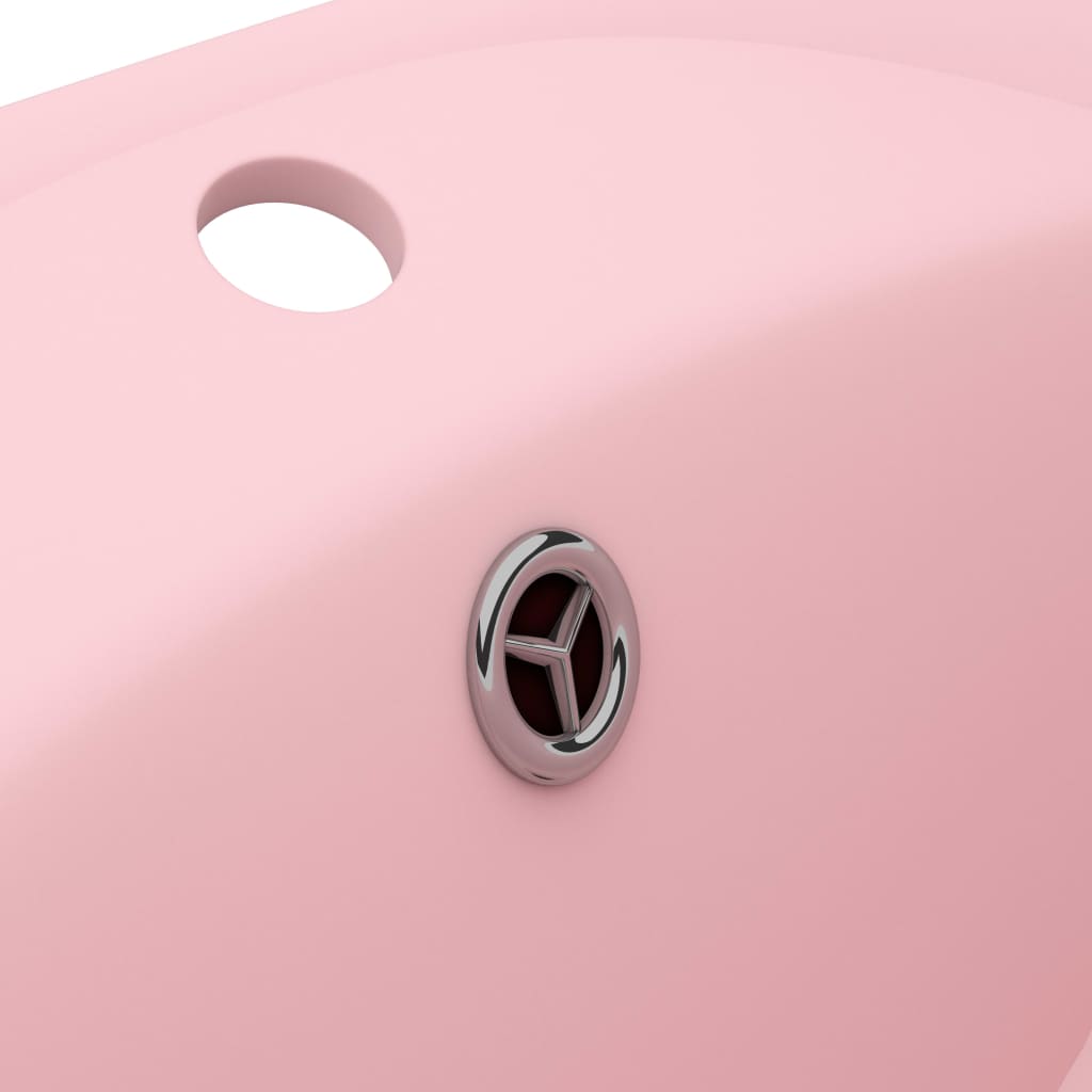 Luxus-Waschbecken Überlauf Oval Matt-Rosa 58,5x39 cm Keramik