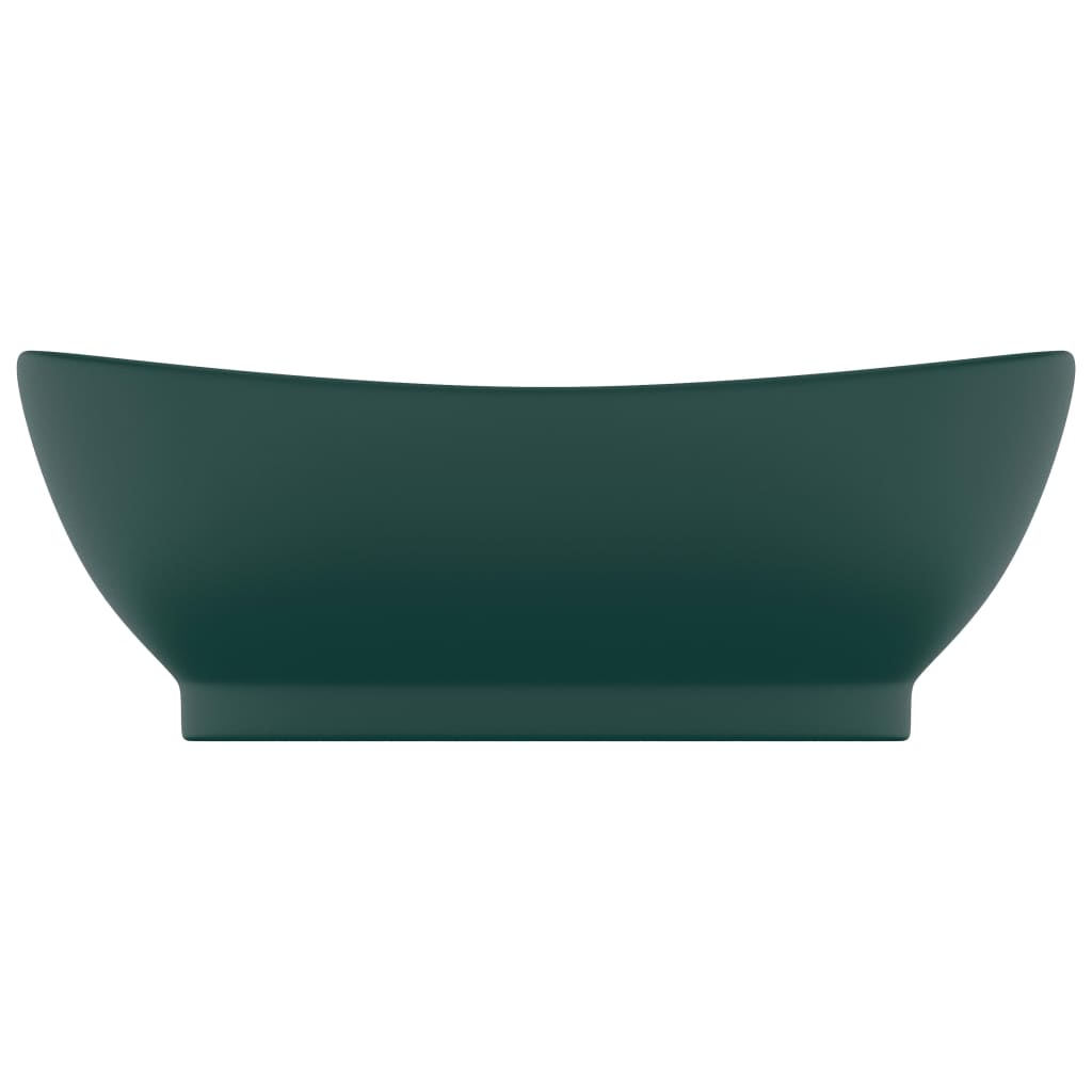Luxus-Waschbecken Überlauf Matt Dunkelgrün 58,5x39cm Keramik