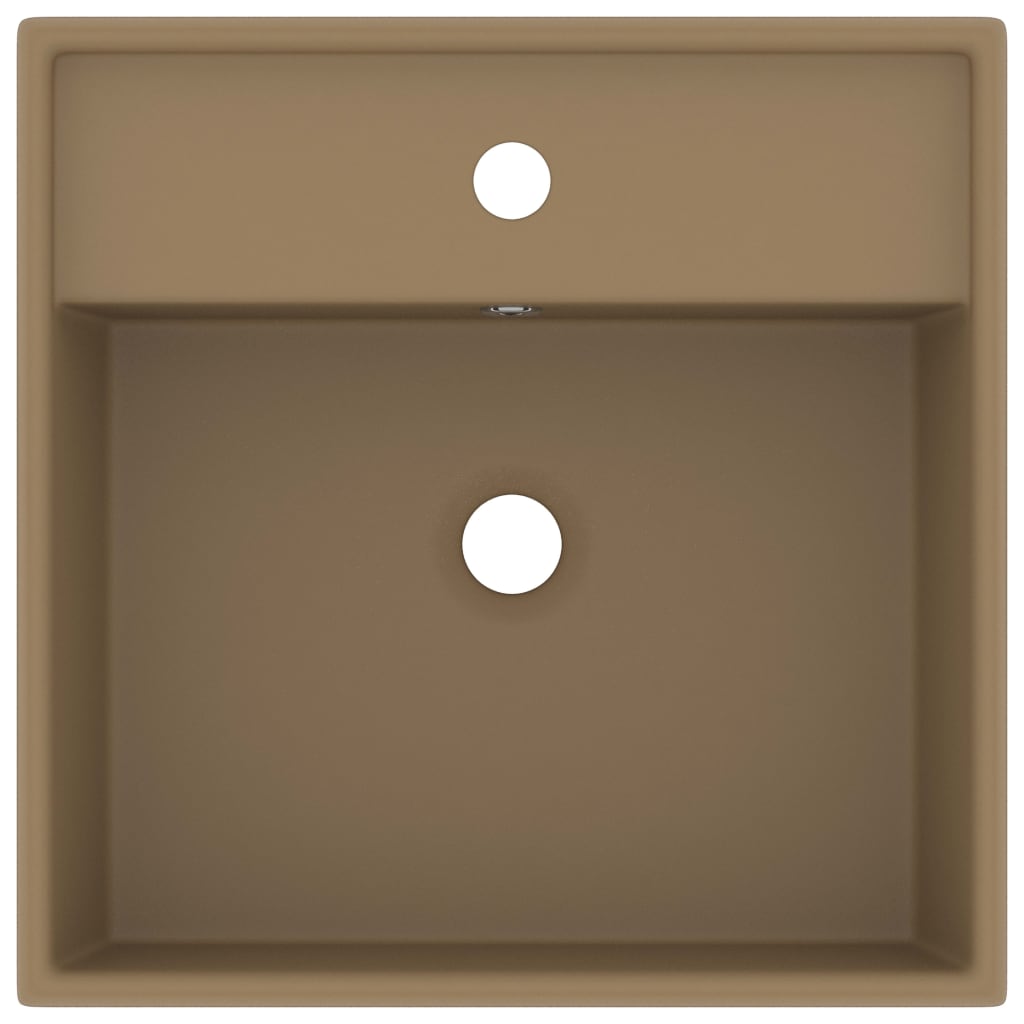 Luxus-Waschbecken Überlauf Quadratisch Matt Creme 41x41 cm