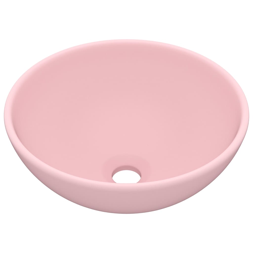 Luxus-Waschbecken Rund Matt Rosa 32,5x14 cm Keramik