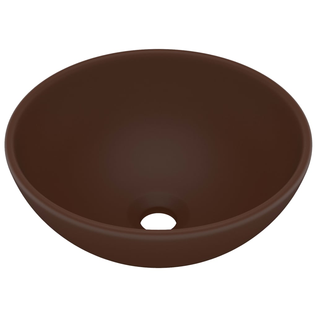 Luxus-Waschbecken Rund Matt Dunkelbraun 32,5x14 cm Keramik