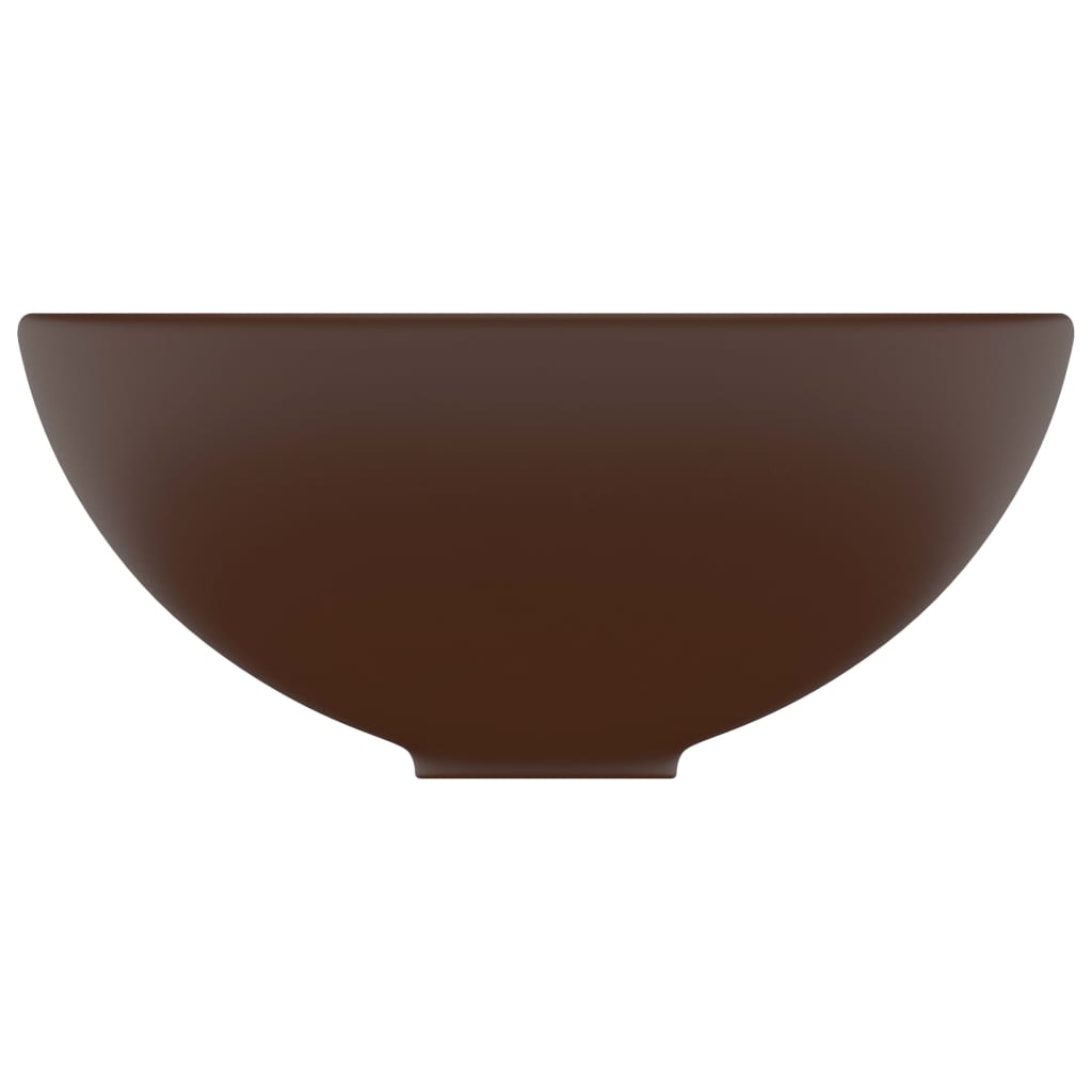 Luxus-Waschbecken Rund Matt Dunkelbraun 32,5x14 cm Keramik