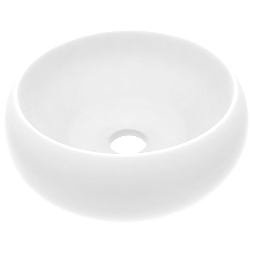 Luxuriöses Waschbecken Rund Matt Weiß 40x15 cm Keramik