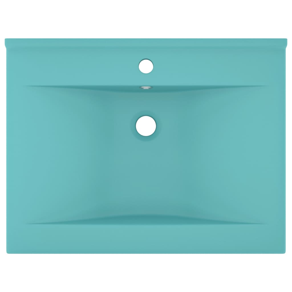 Luxus-Waschbecken mit Hahnloch Matt-Hellgrün 60x46 cm Keramik