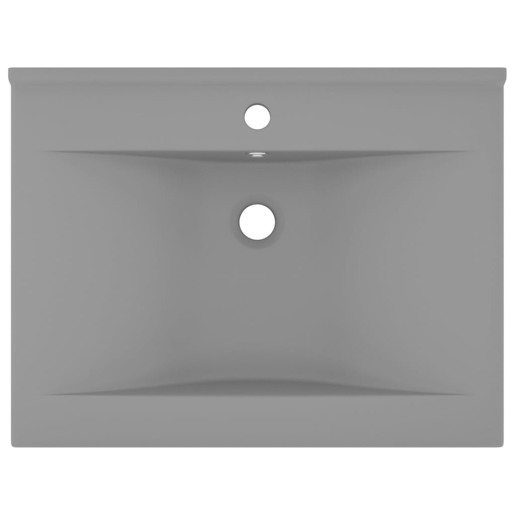 Luxus-Waschbecken mit Hahnloch Matt-Hellgrau 60x46 cm Keramik