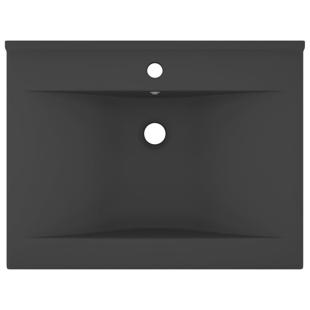 Luxus-Waschbecken mit Hahnloch Matt-Dunkelgrau 60x46 cm Keramik