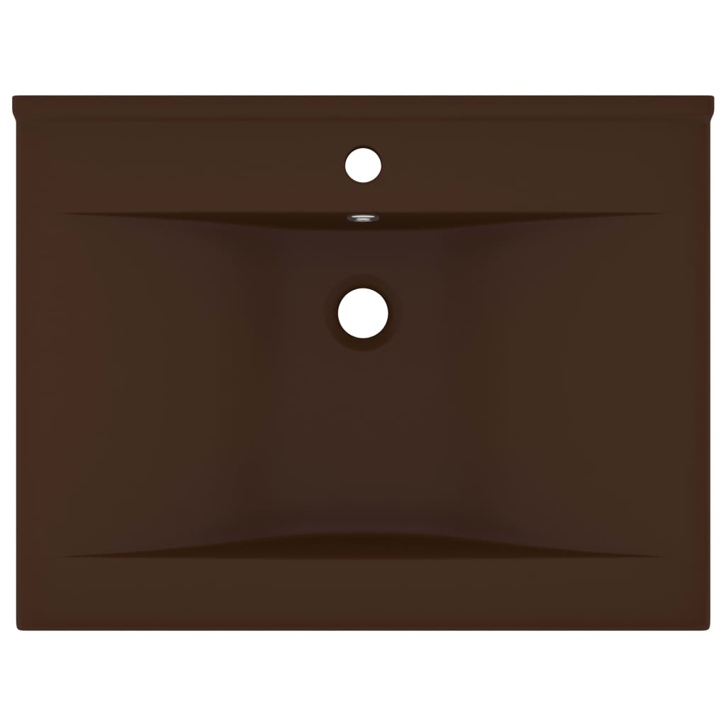 Luxus-Waschbecken mit Hahnloch Matt-Dunkelbraun 60x46cm Keramik