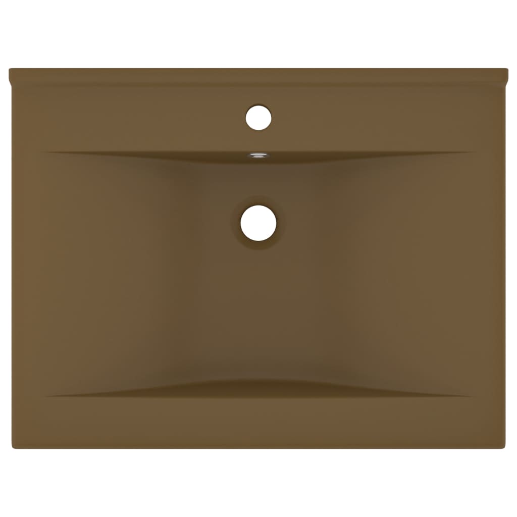 Luxus-Waschbecken mit Hahnloch Matt-Creme 60x46 cm Keramik