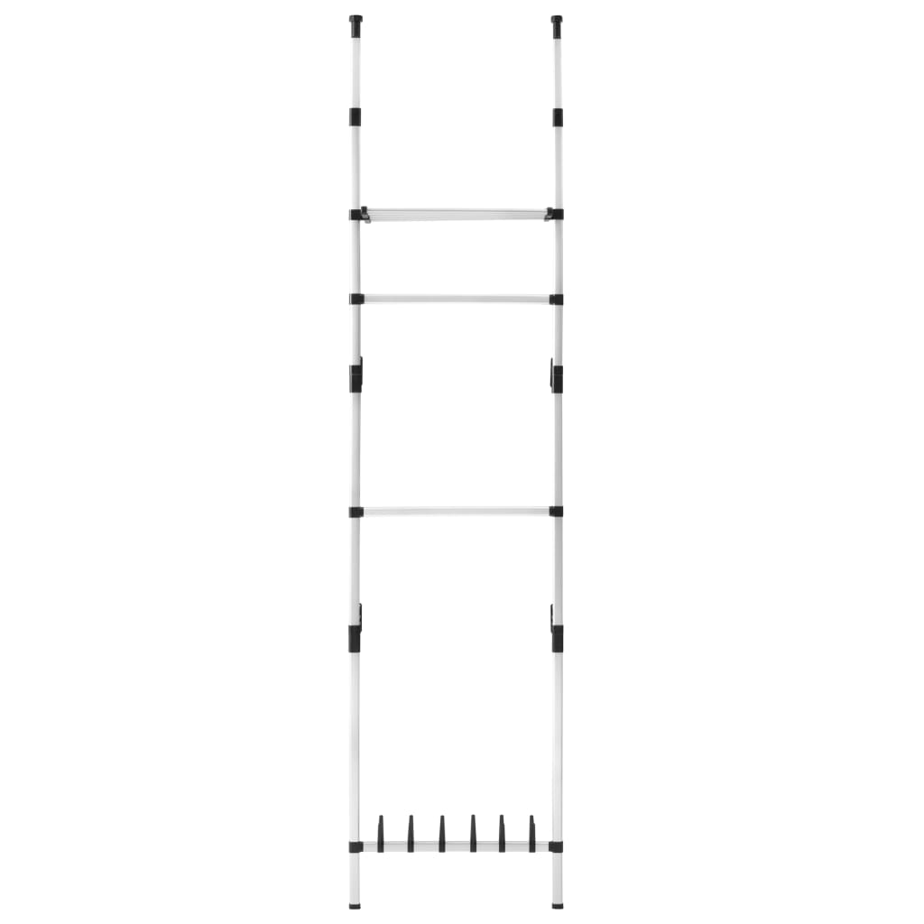 Teleskop-Garderobe mit Stangen und Regal Aluminium
