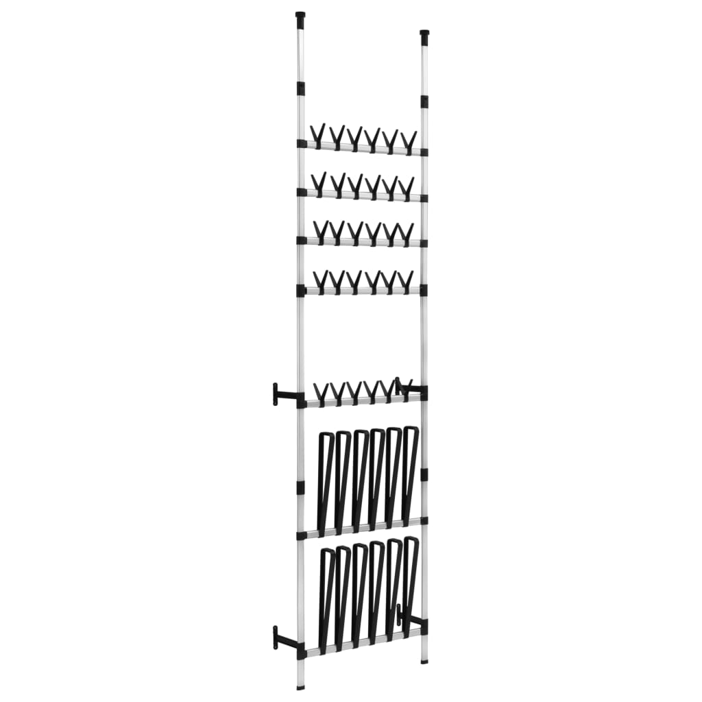 Telescopic shoe rack with aluminum rods