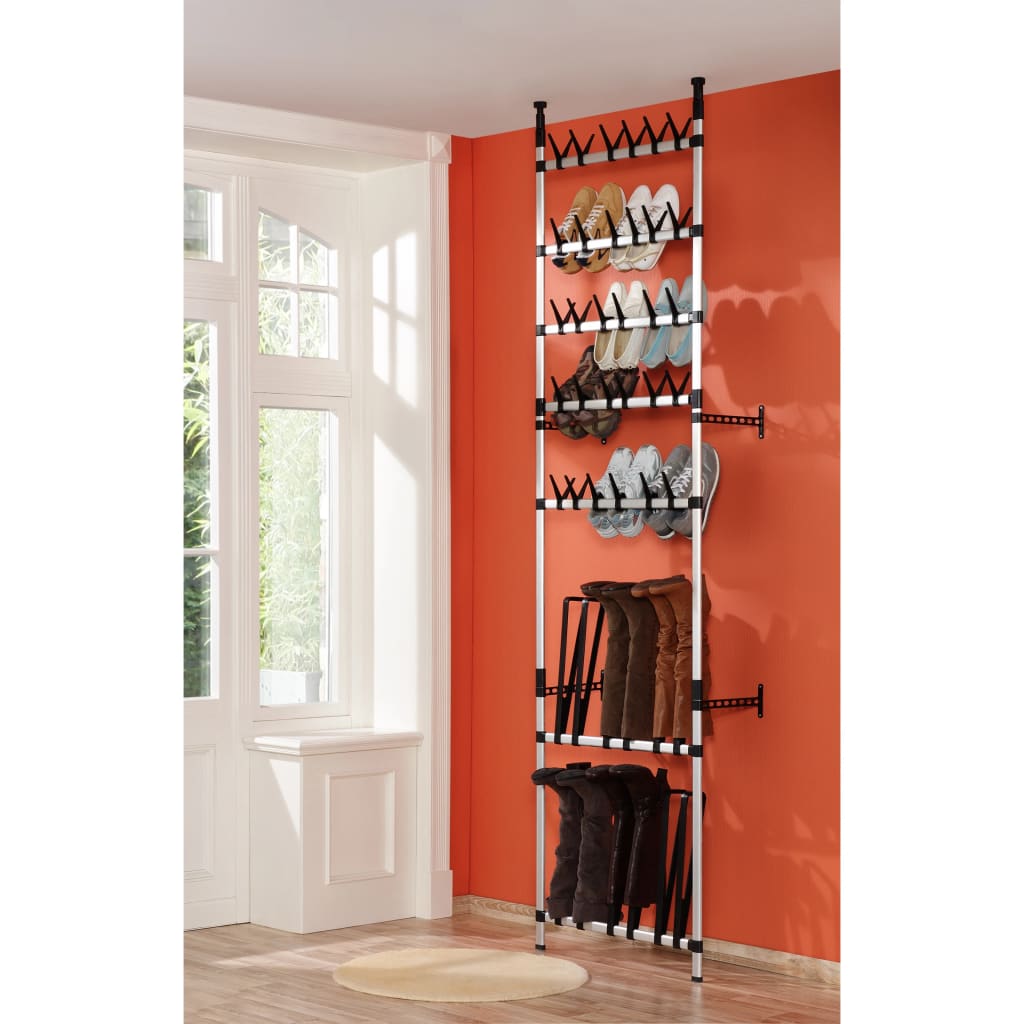 Telescopic shoe rack with aluminum rods