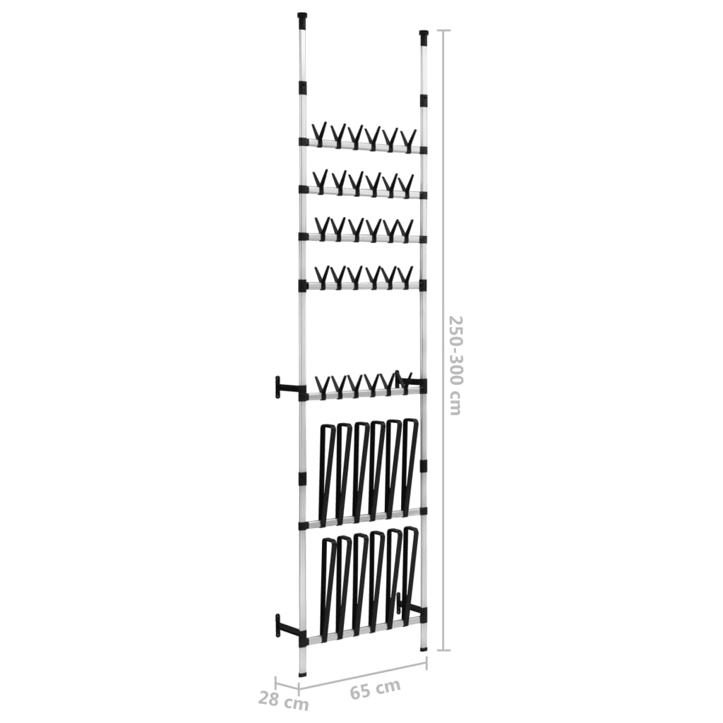 Telescopic shoe rack with aluminum rods