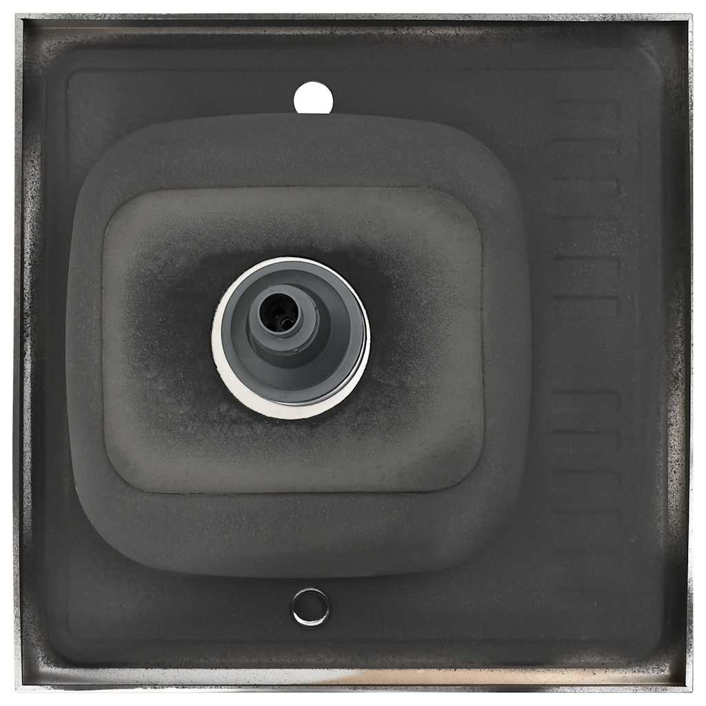Spüle mit Abtropffläche Set Silbern 600x600x155 mm Edelstahl