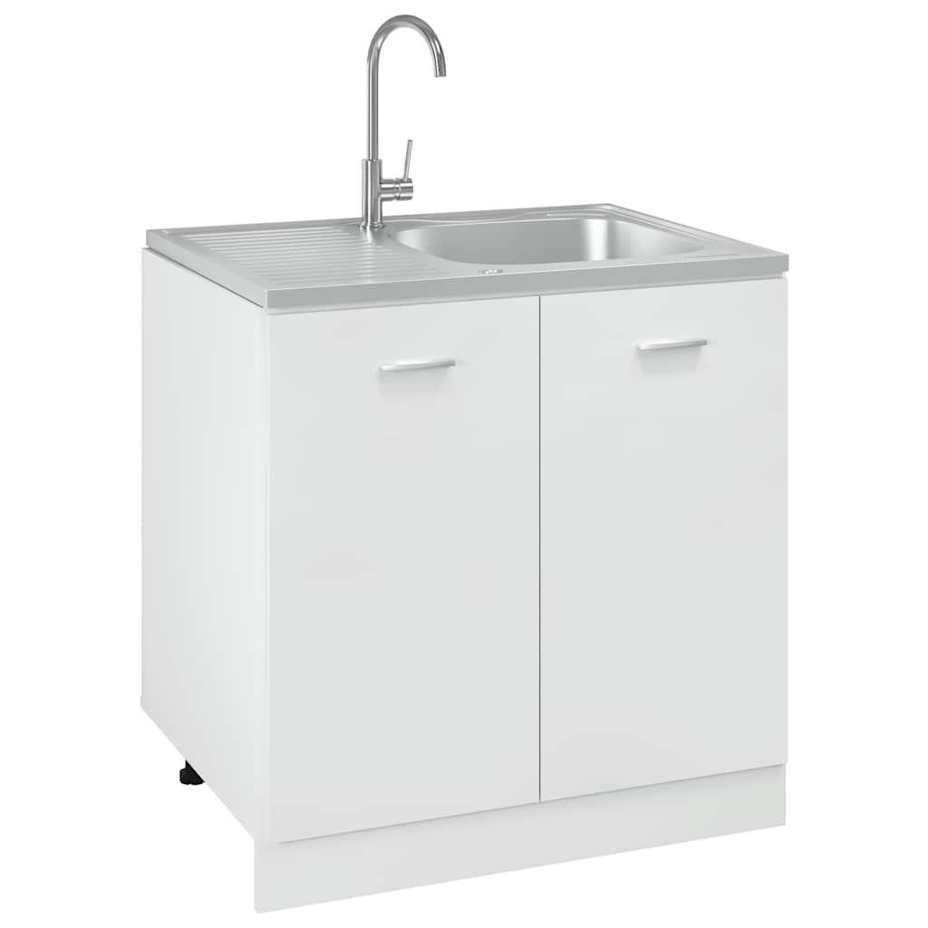 Spüle mit Abtropffläche Set Silbern 800x600x155 mm Edelstahl