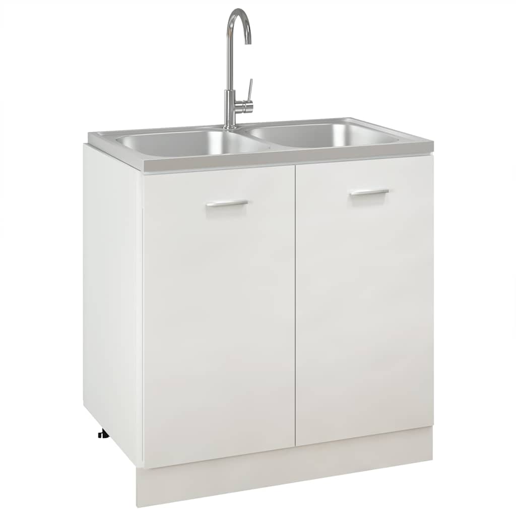 Doppelspüle Silbern 800x500x155 mm Edelstahl