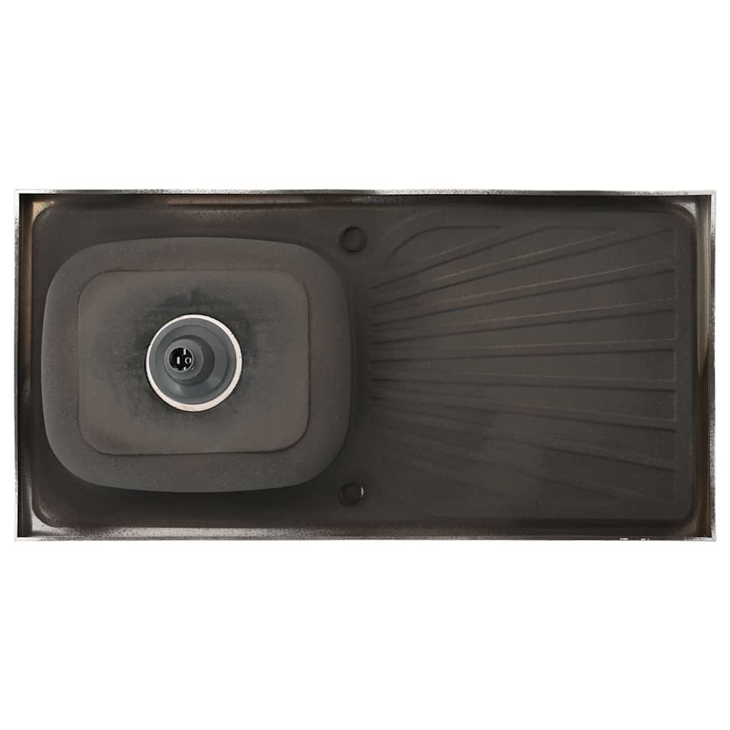 Spüle mit Abtropffläche Set Silbern 1000x500x155 mm Edelstahl
