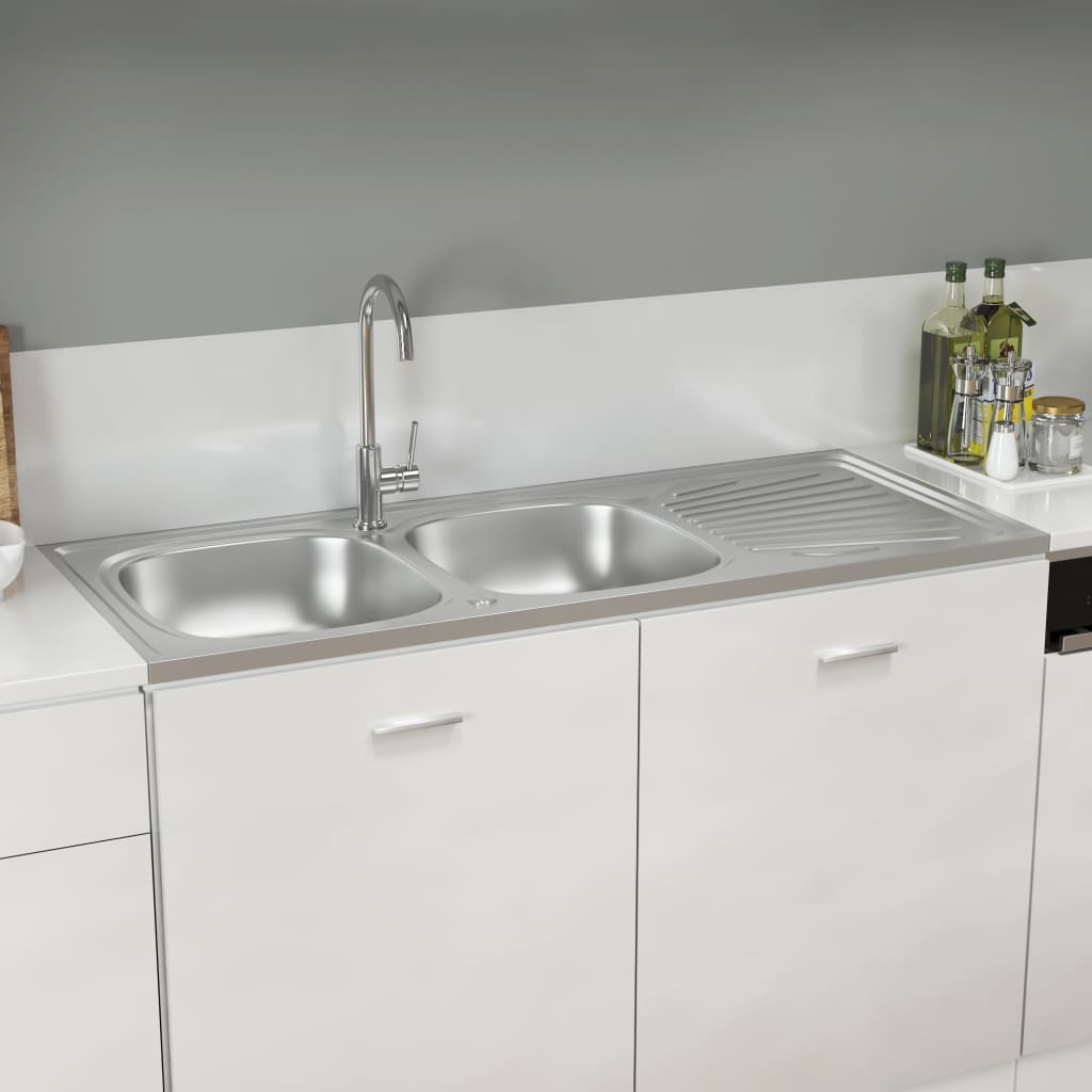Doppelspüle Silbern 1200x500x155 mm Edelstahl
