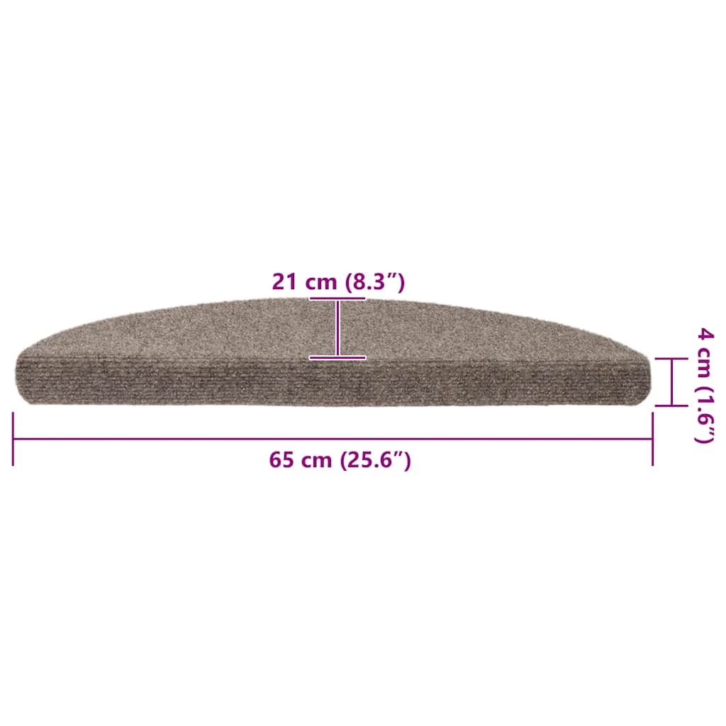 Stufenmatten Selbstklebend 15 Stk. 65x21x4 cm Beige Halbrund Groß
