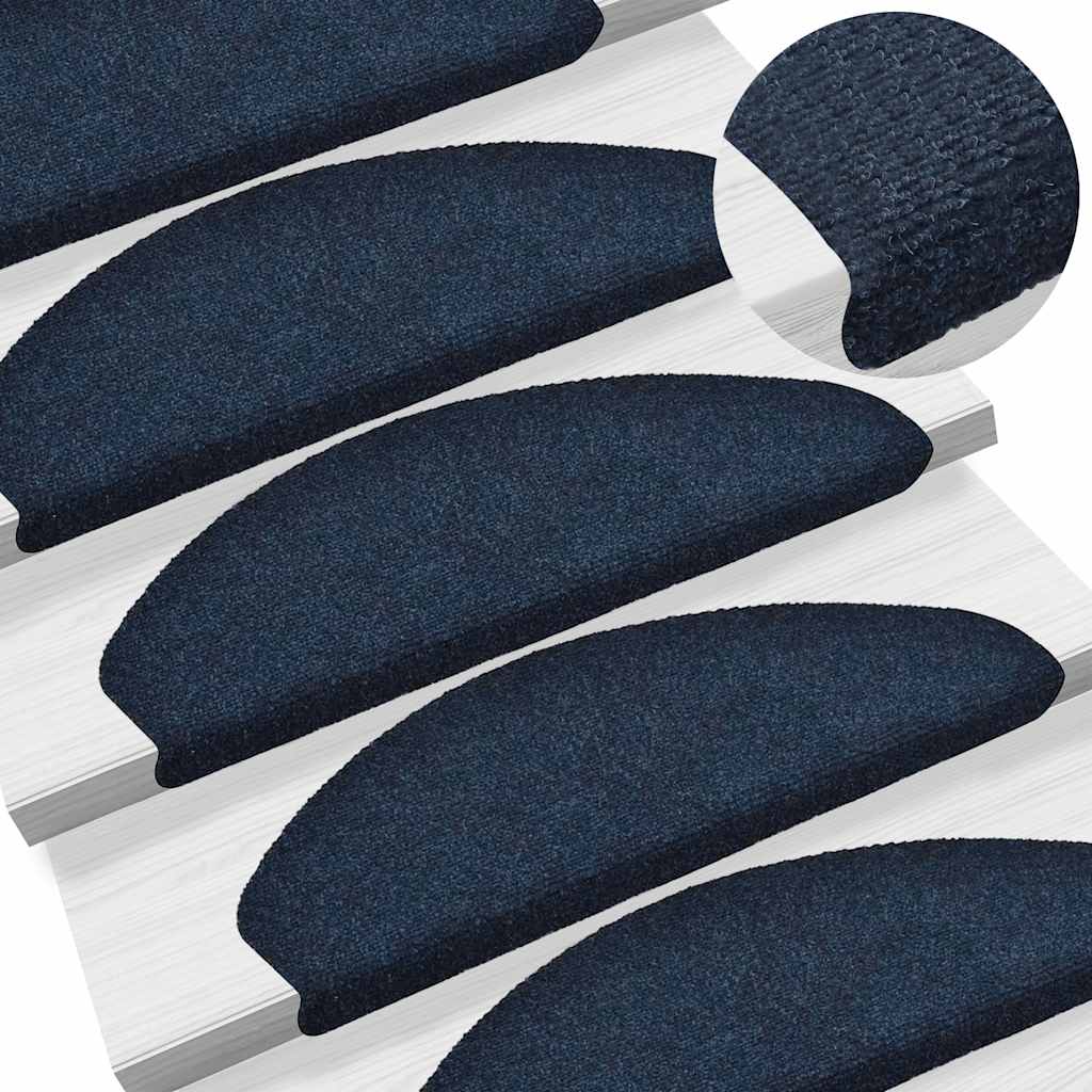 Stufenmatten Selbstklebend 15 Stk. 65x21x4 cm Marineblau Halbrund Groß