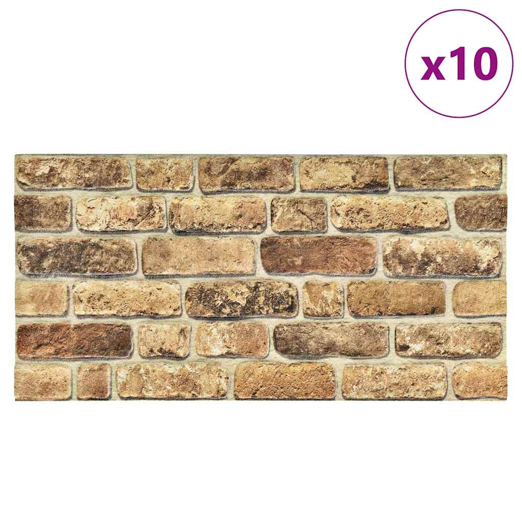 3D-Wandpaneele 10 Stk. Sandfarben Backstein-Optik EPS