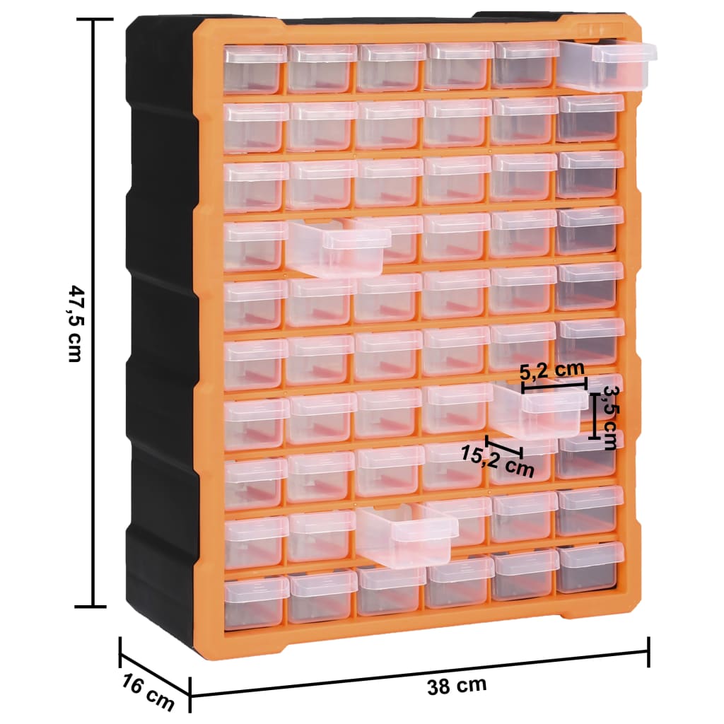 Multi-drawer organizer with 60 drawers 38x16x47.5 cm