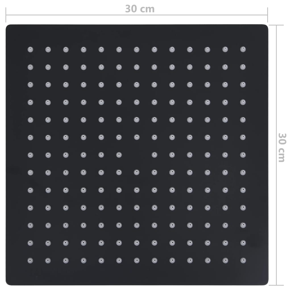 Rain shower stainless steel 30x30 cm square black