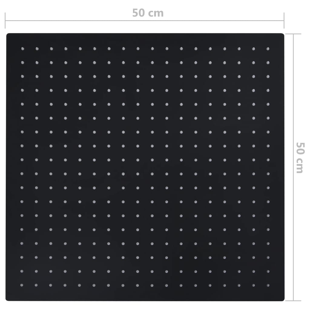 Rain shower stainless steel 50x50 cm square black