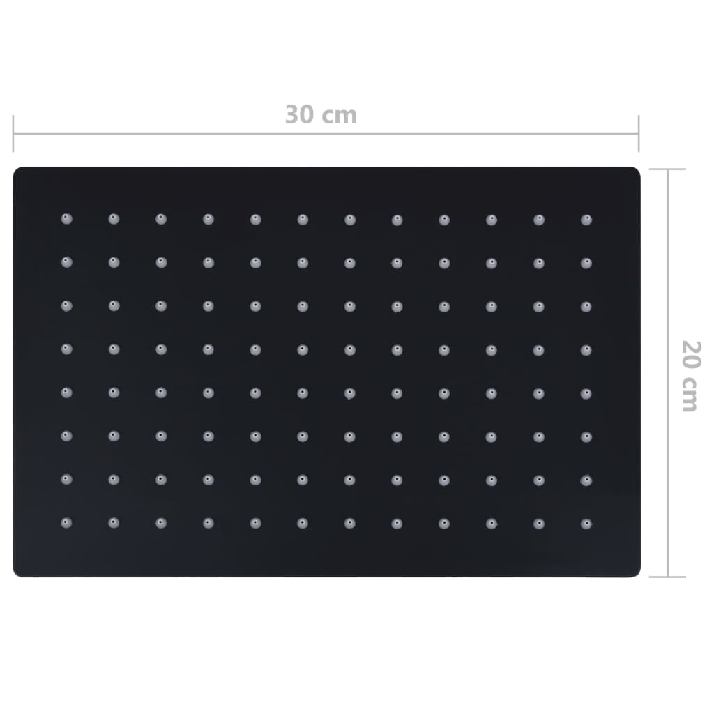 Rain shower stainless steel 30x20 cm rectangular black