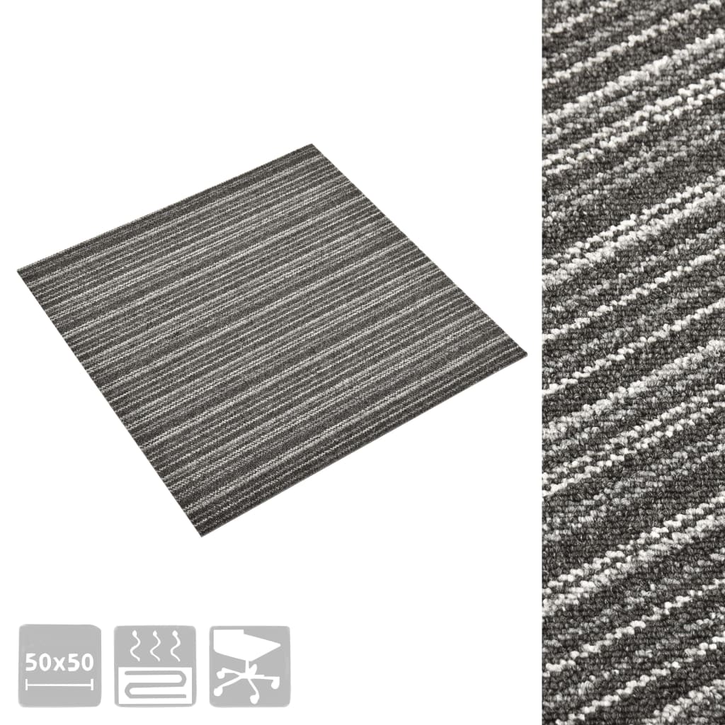 Carpet tiles 20 pieces 5 m² 50x50 cm striped anthracite