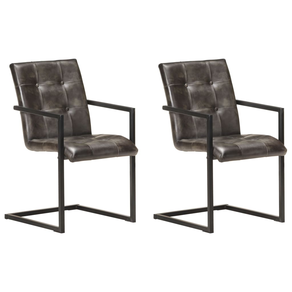 Cantilever chairs 2 pcs. Grey genuine leather