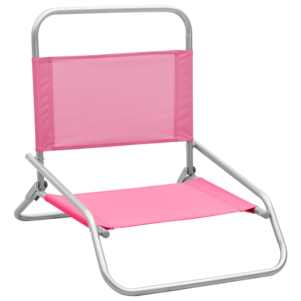 Folding beach chairs 2 pcs. Pink fabric