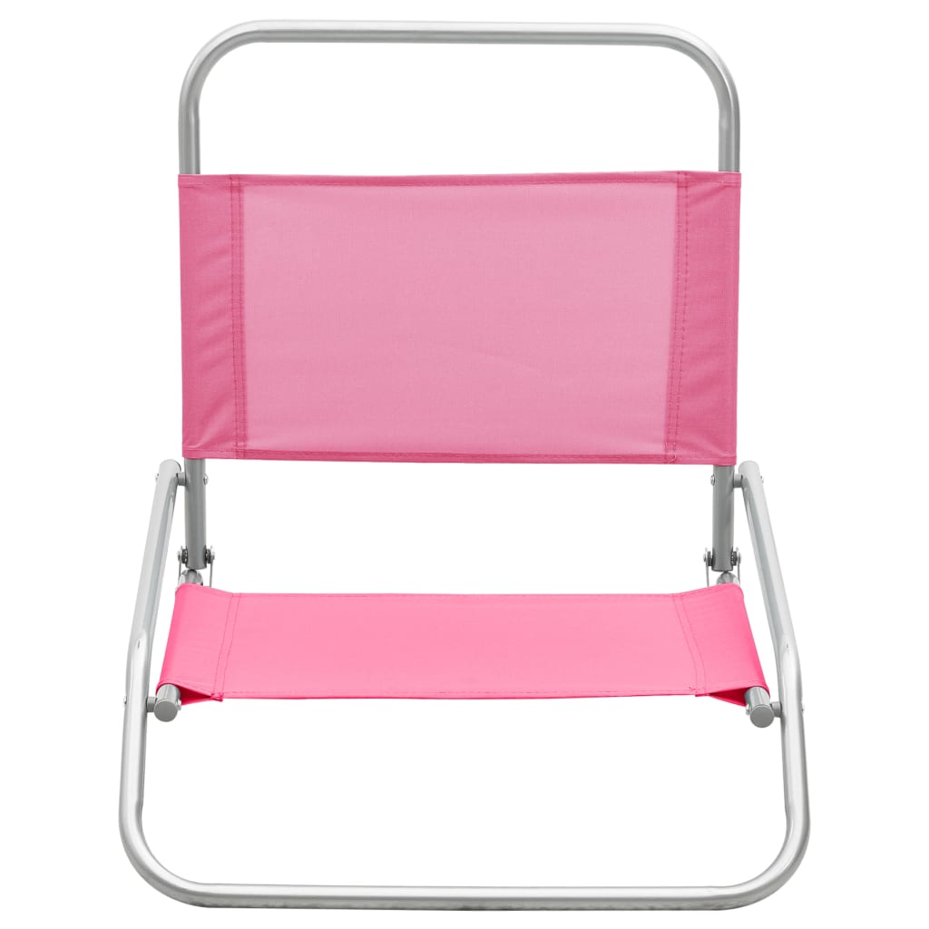 Folding beach chairs 2 pcs. Pink fabric