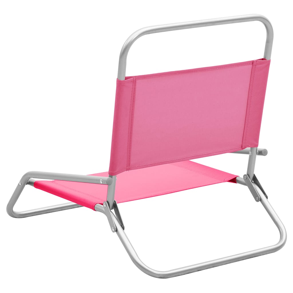 Folding beach chairs 2 pcs. Pink fabric
