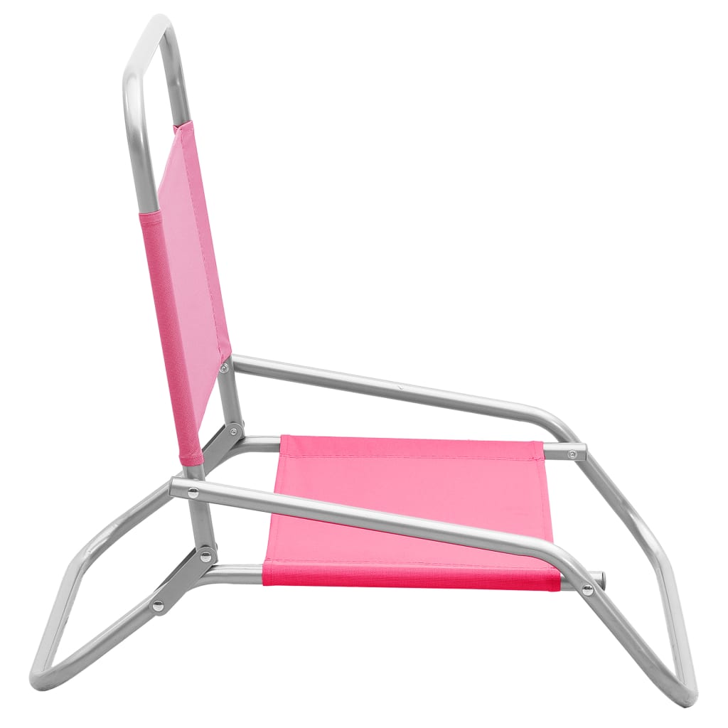 Folding beach chairs 2 pcs. Pink fabric