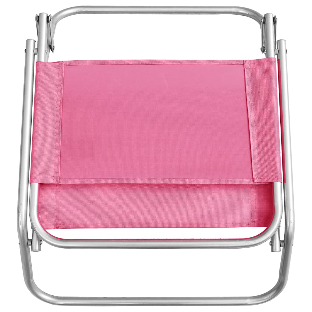 Folding beach chairs 2 pcs. Pink fabric