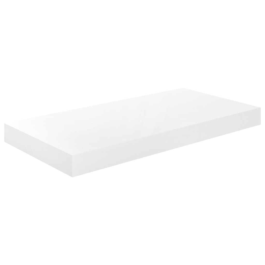 Floating shelves 2 pcs. High-gloss white 50x23x3.8 cm MDF