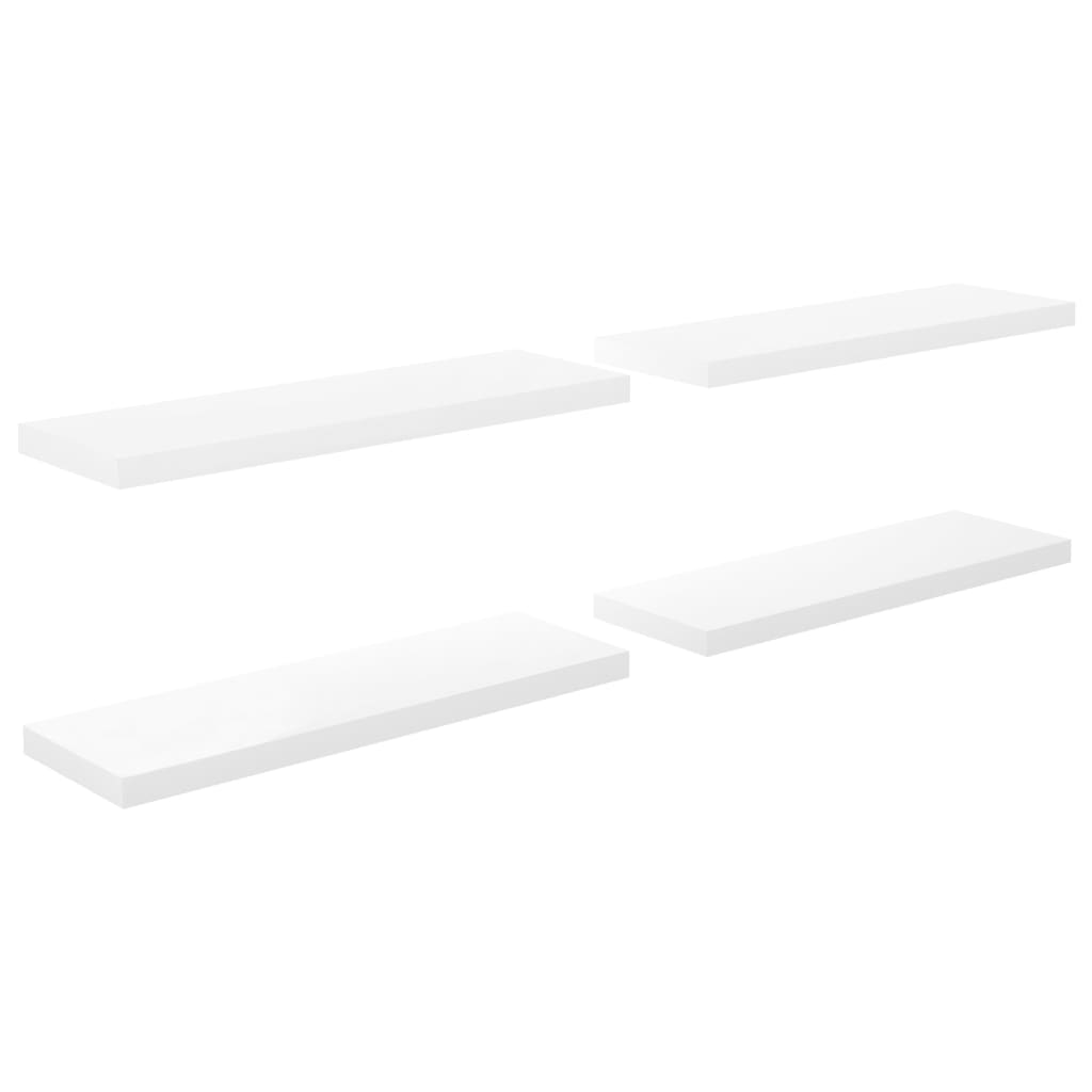 Floating shelves 4 pcs. High-gloss white 80x23.5x3.8 cm MDF