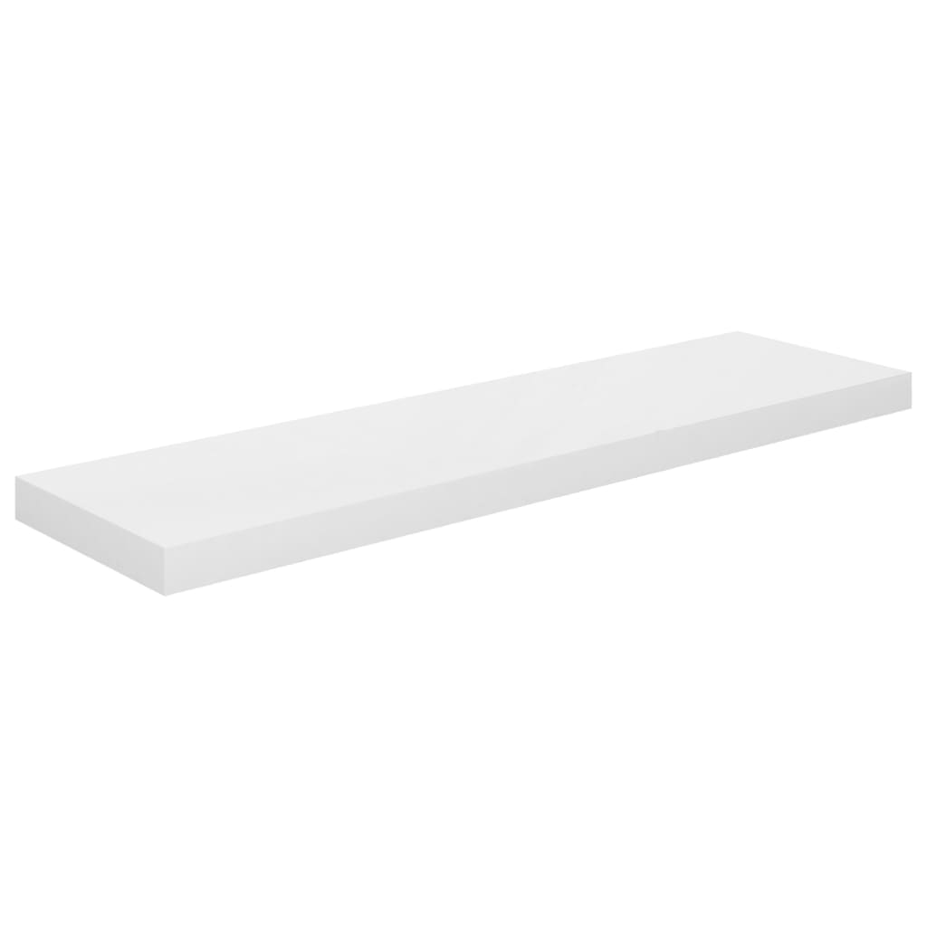 Floating shelves 2 pcs. High-gloss white 90x23.5x3.8 cm MDF
