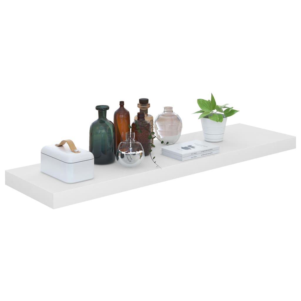 Floating shelves 2 pcs. High-gloss white 90x23.5x3.8 cm MDF
