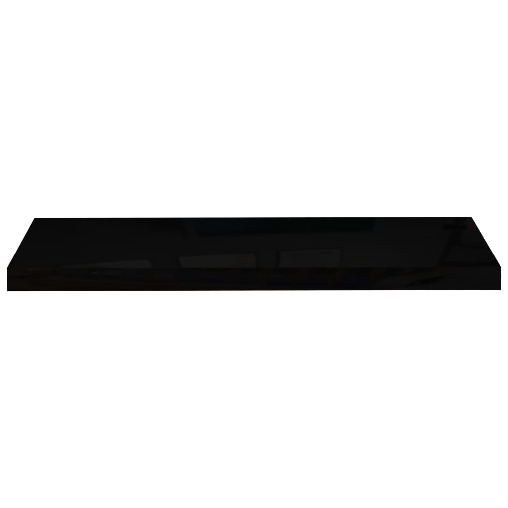 Floating shelves 2 pcs. High-gloss black 80x23.5x3.8 cm MDF