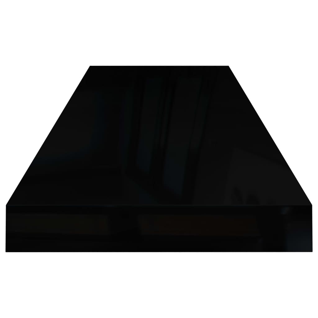 Floating shelves 2 pcs. High-gloss black 80x23.5x3.8 cm MDF