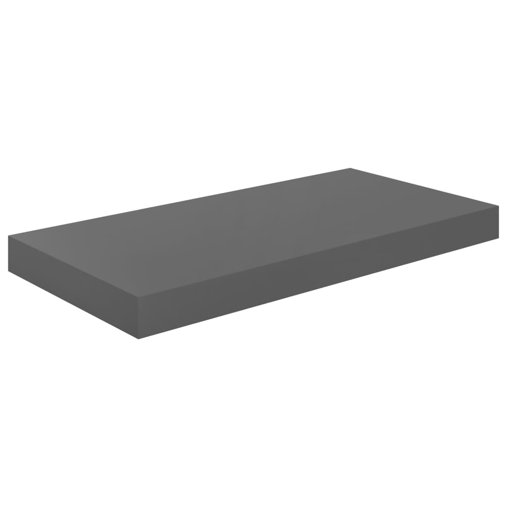 Floating shelf high-gloss grey 50x23x3.8 cm MDF