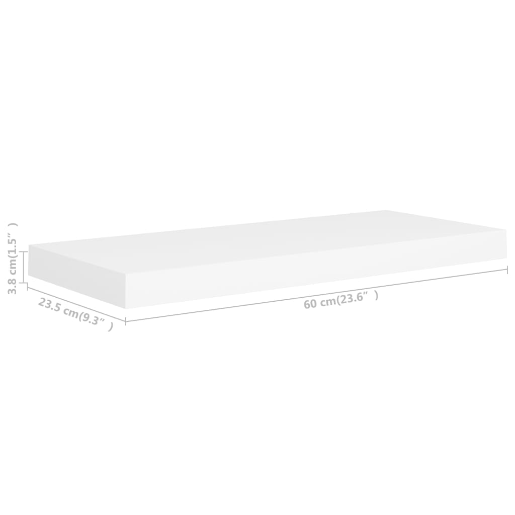 Floating shelves 4 pcs. White 60x23.5x3.8 cm MDF