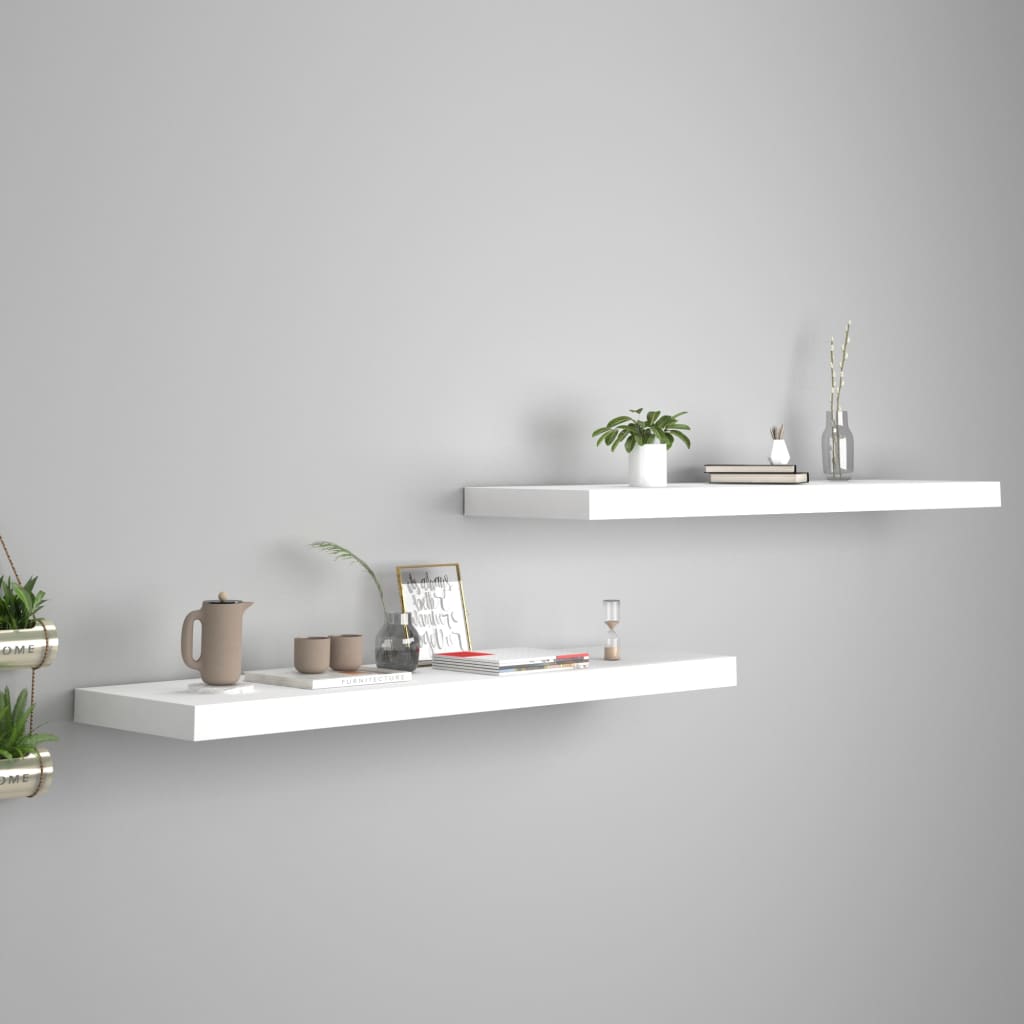 Floating shelves 2 pcs. White 90x23.5x3.8 cm MDF