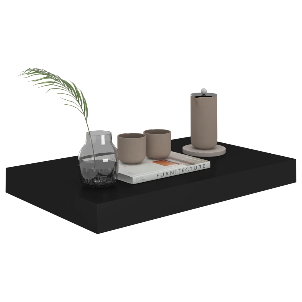 Floating shelves 4 pcs. Black 40x23x3.8 cm MDF